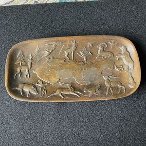 Ceskoslovensko Republika Copper Brass Dish With Map And Wildlife Vintage